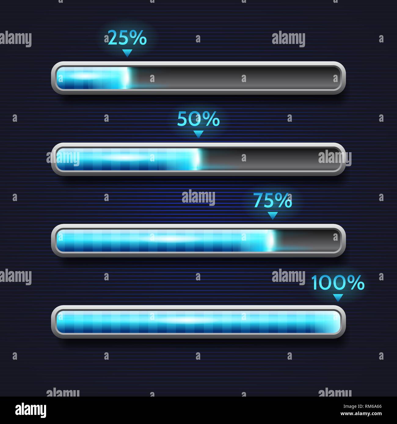 Blue progress bar, loading, template for app interface Stock Vector