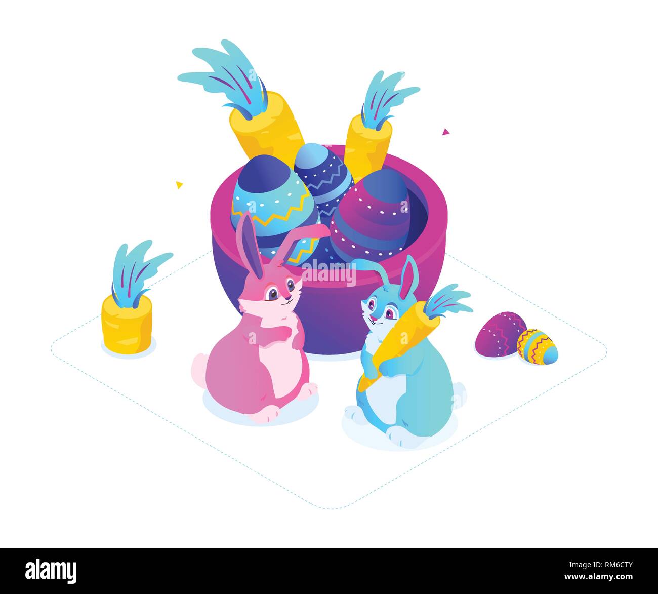 Happy Easter - modern colorful isometric vector illustration Stock Vector