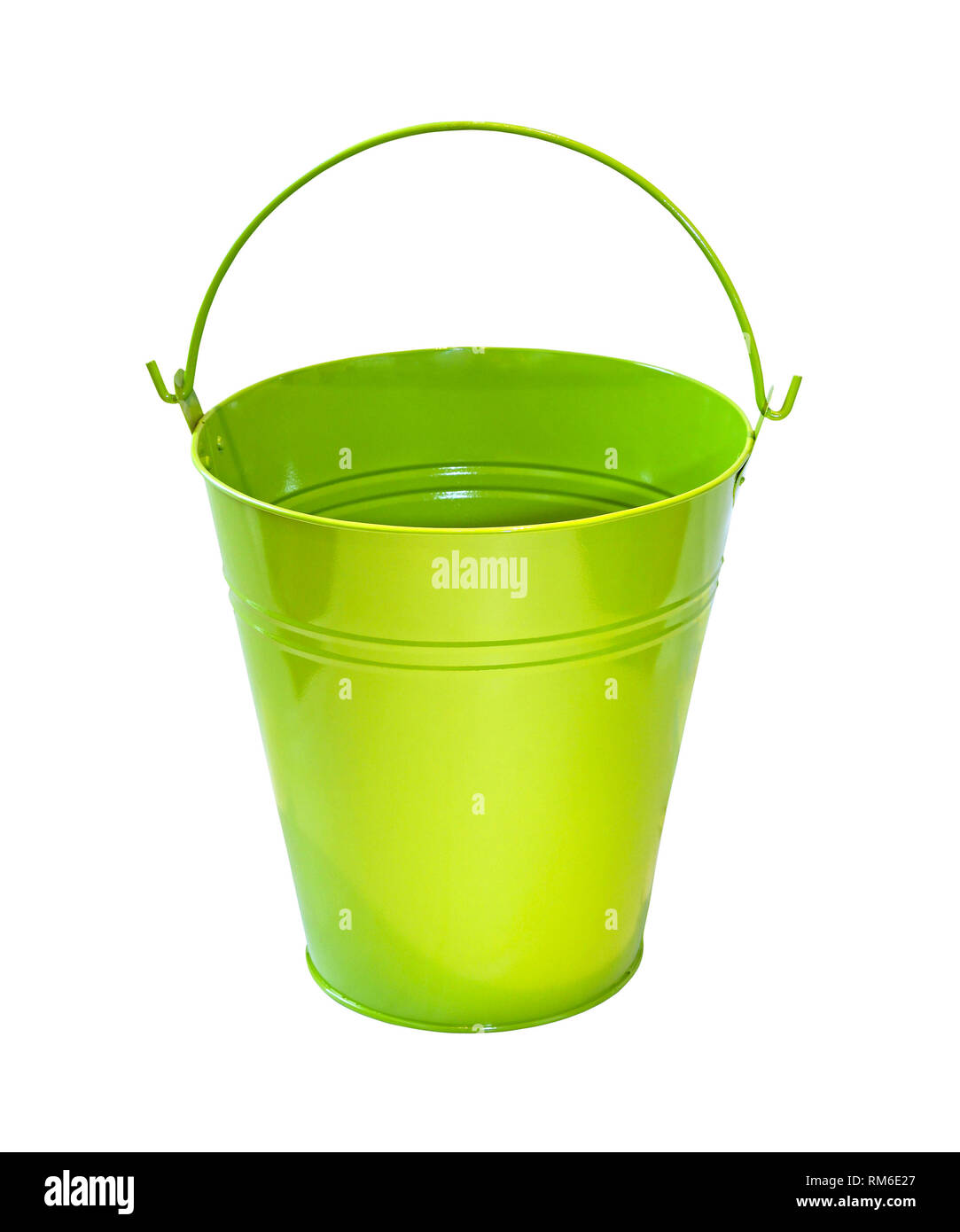 Green metal bucket isolated with clipping path included Stock Photo Alamy