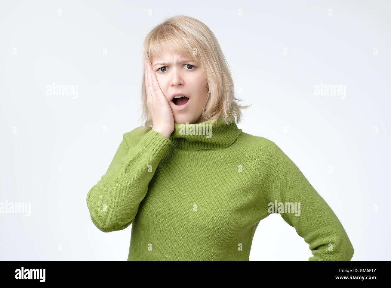 Shocked Beautiful Blonde Woman Surprise High Resolution Stock ...