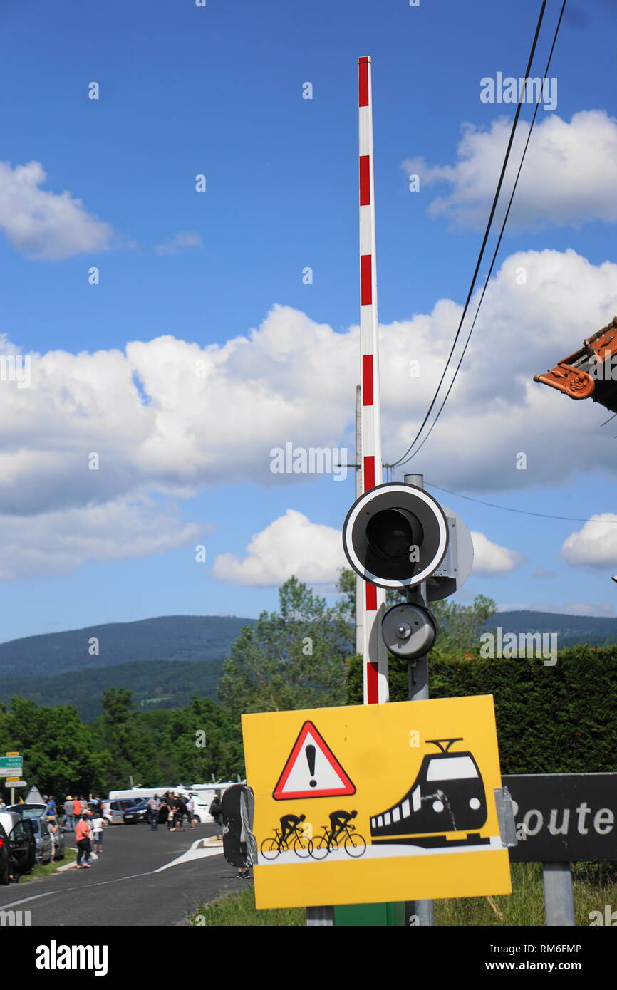 Level Crossing Criterium Dauphine Cycling Race Stock Photo