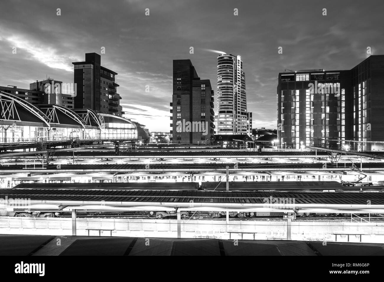 Leeds Skyline at Granary Wharf from Leeds Station Stock Photo