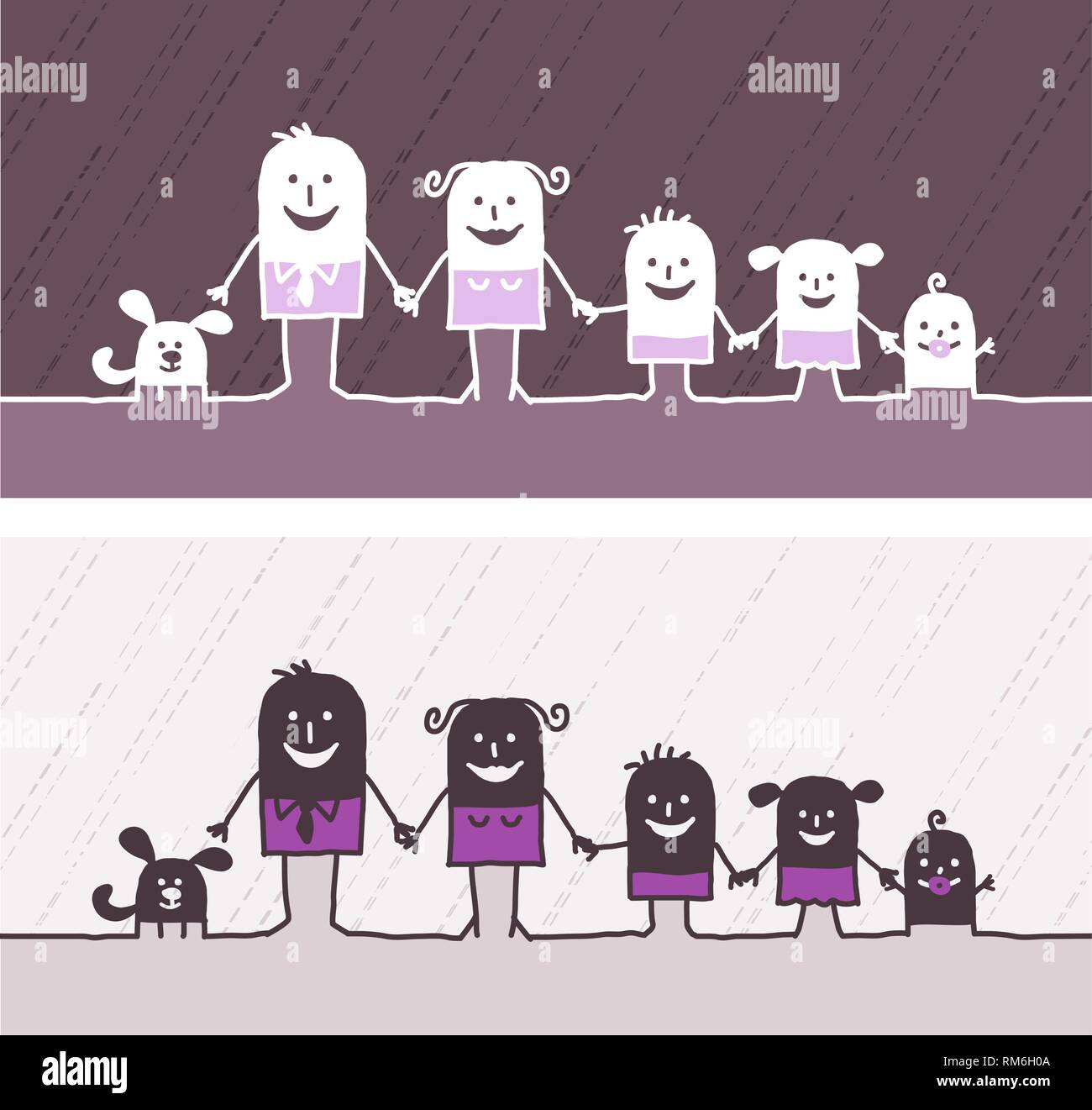 colored cartoon - vector hand drawn characters - family Stock Vector ...