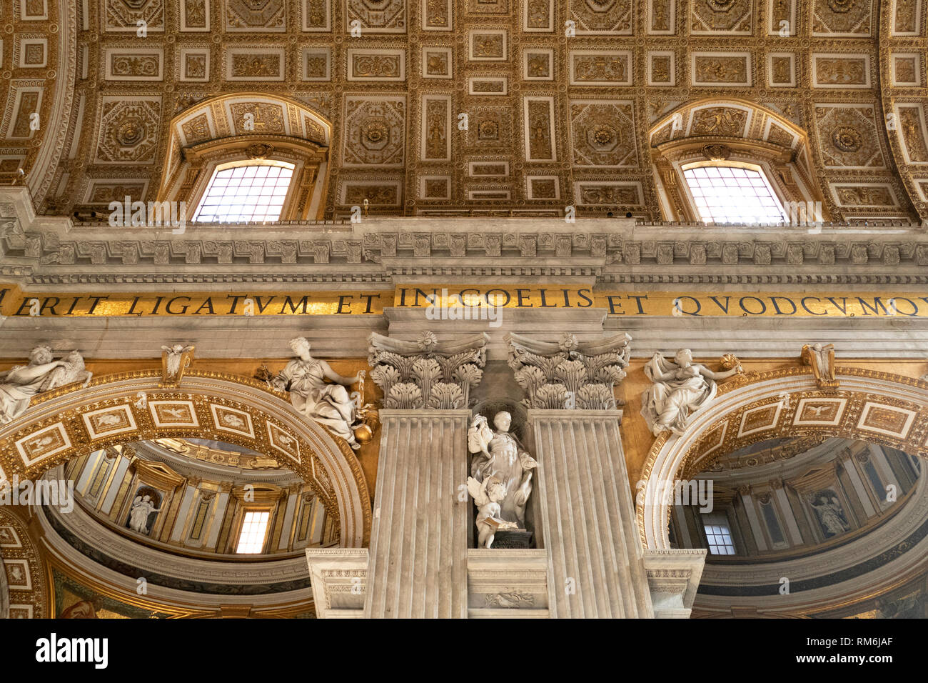 interior of the St. Peter's Basilica, San Pietro in Vaticano, Papal Basilica of St. Peter in the Vatican, Rome, Italy Stock Photo