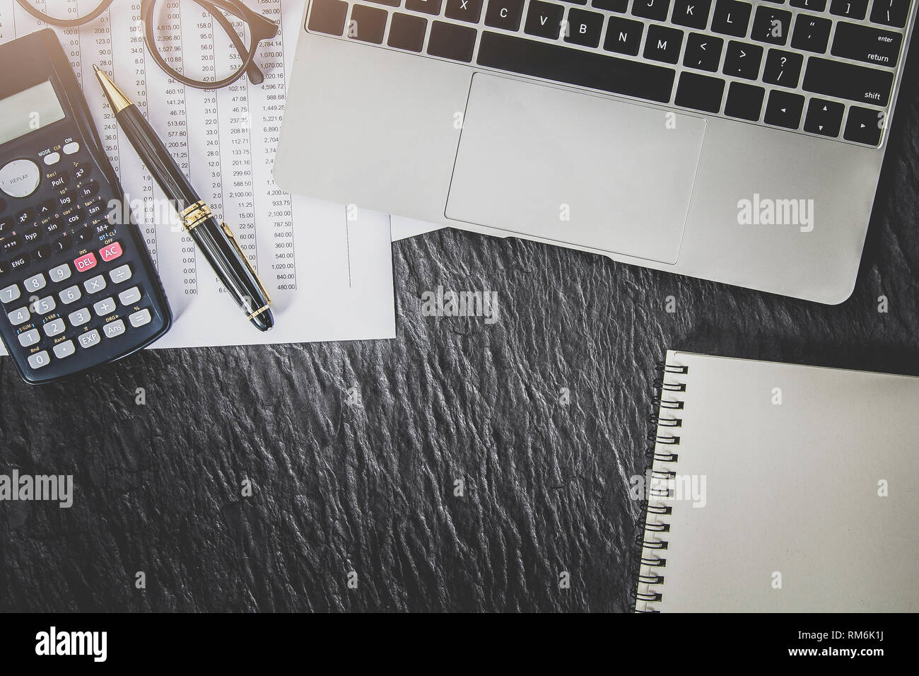 Financial accounting analysis concept ,Close up calculator and