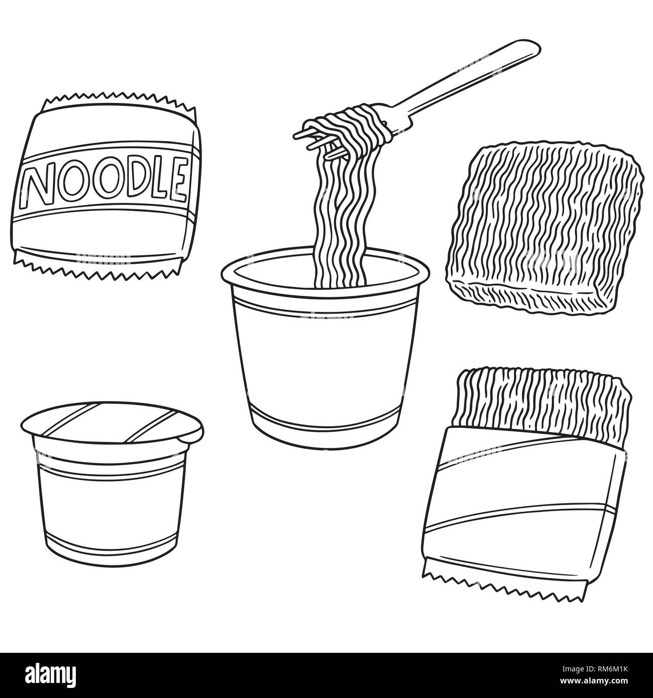 instant noodles clipart black