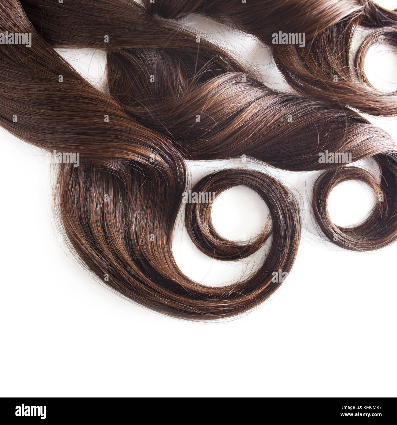 Strand Of Brunette Hair Isolated On White Luxurious Brown Hair On