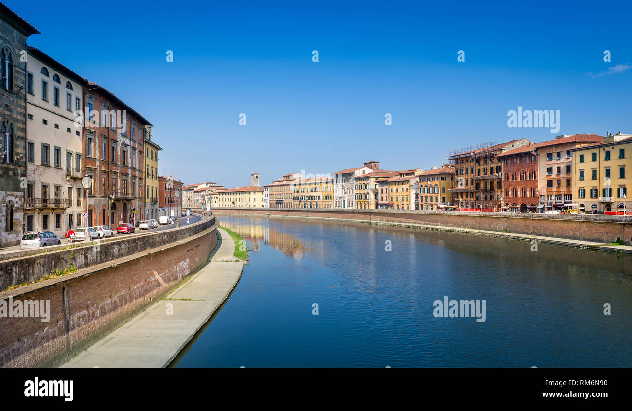 Pisa embankments at Arno river. Toscana province, Italy Stock Photo