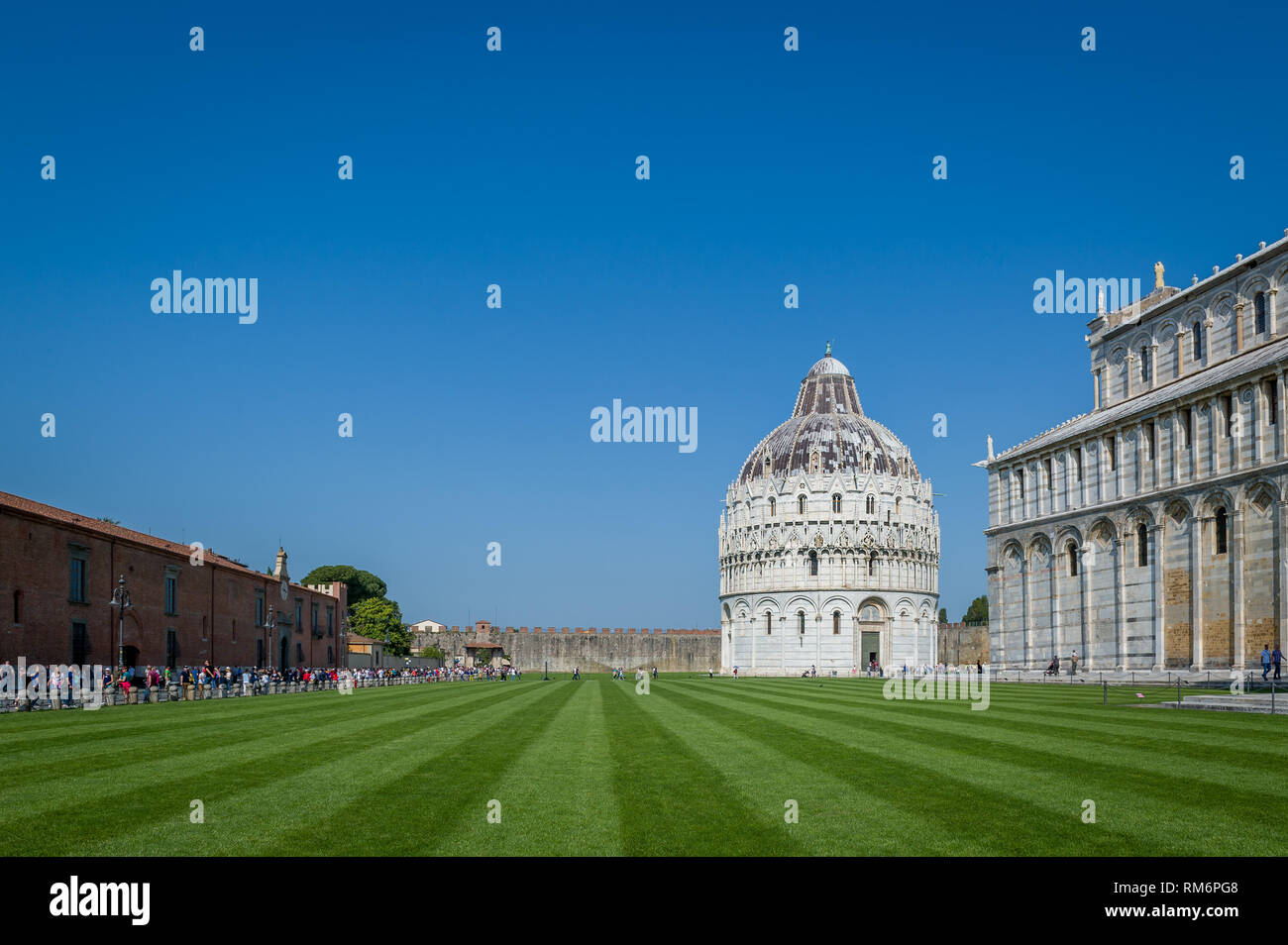 Pisa central square with copy space and historic attractions. Toscana, Italy Stock Photo