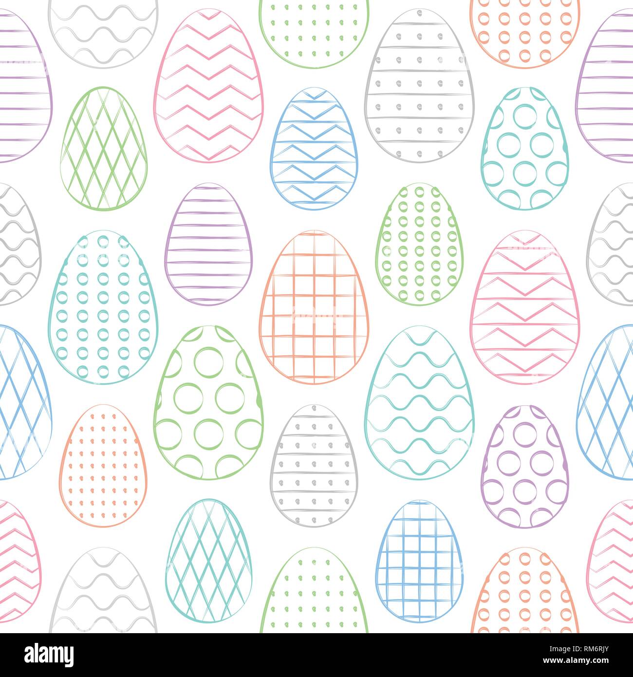 Easter seamless pattern. Minimal design. Colorful Easter eggs. Vector Illustration. Stock Vector
