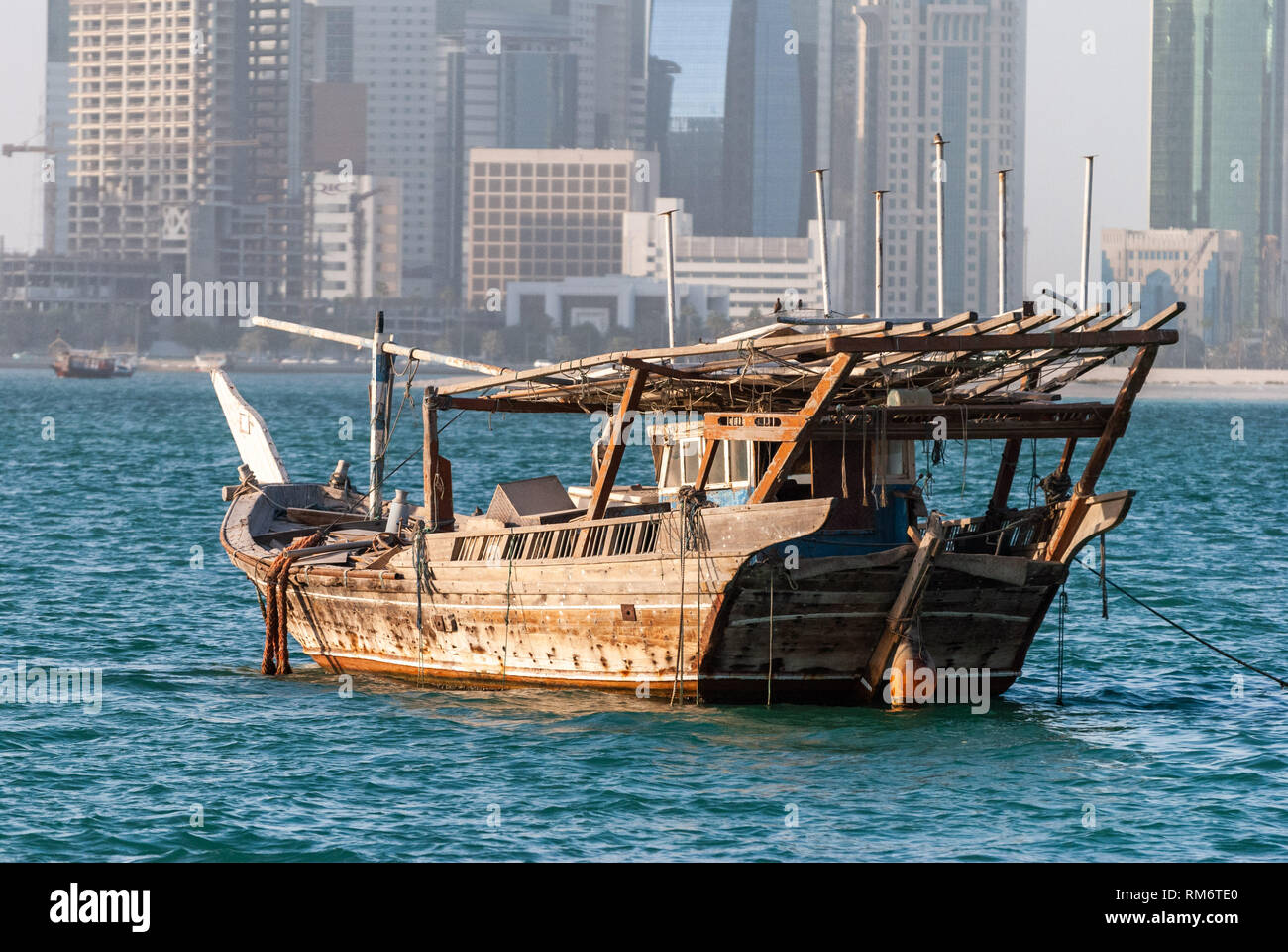 Traditional jalibut dhow boat in Doha, Qatar Stock Photo Alamy