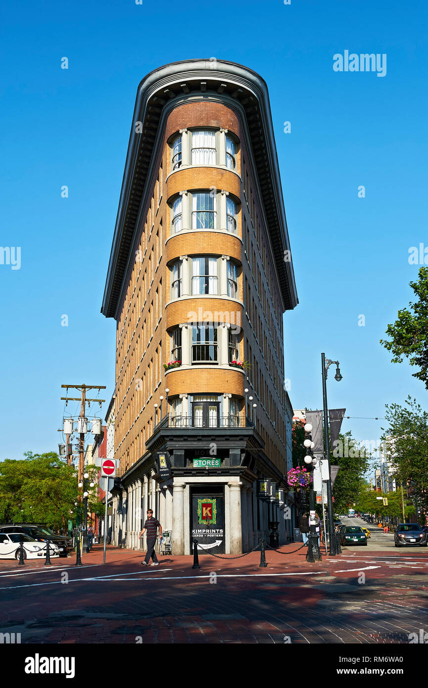 Vancouver, B.C., Canada - July 10, 2012: Iconic unusually shaped building in Gas town district, Vancouver's oldest neighborhood, at daytime Stock Photo