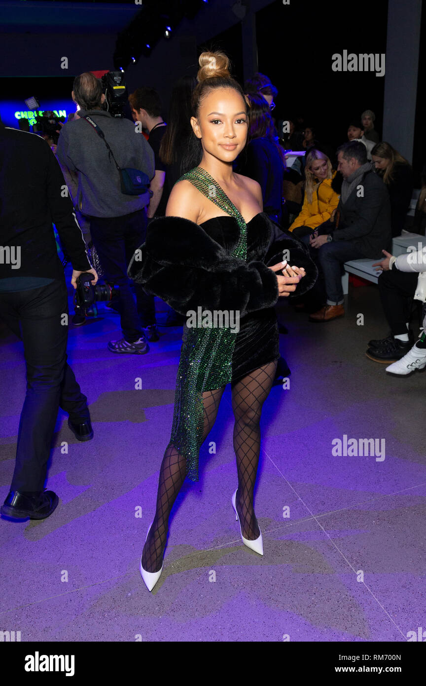 New York, NY - February 12, 2019: Karrueche Tran attends runway for