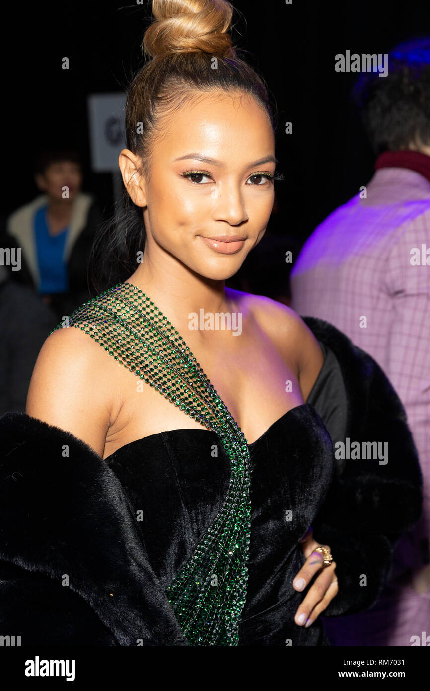 New York, NY - February 12, 2019: Karrueche Tran attends runway for