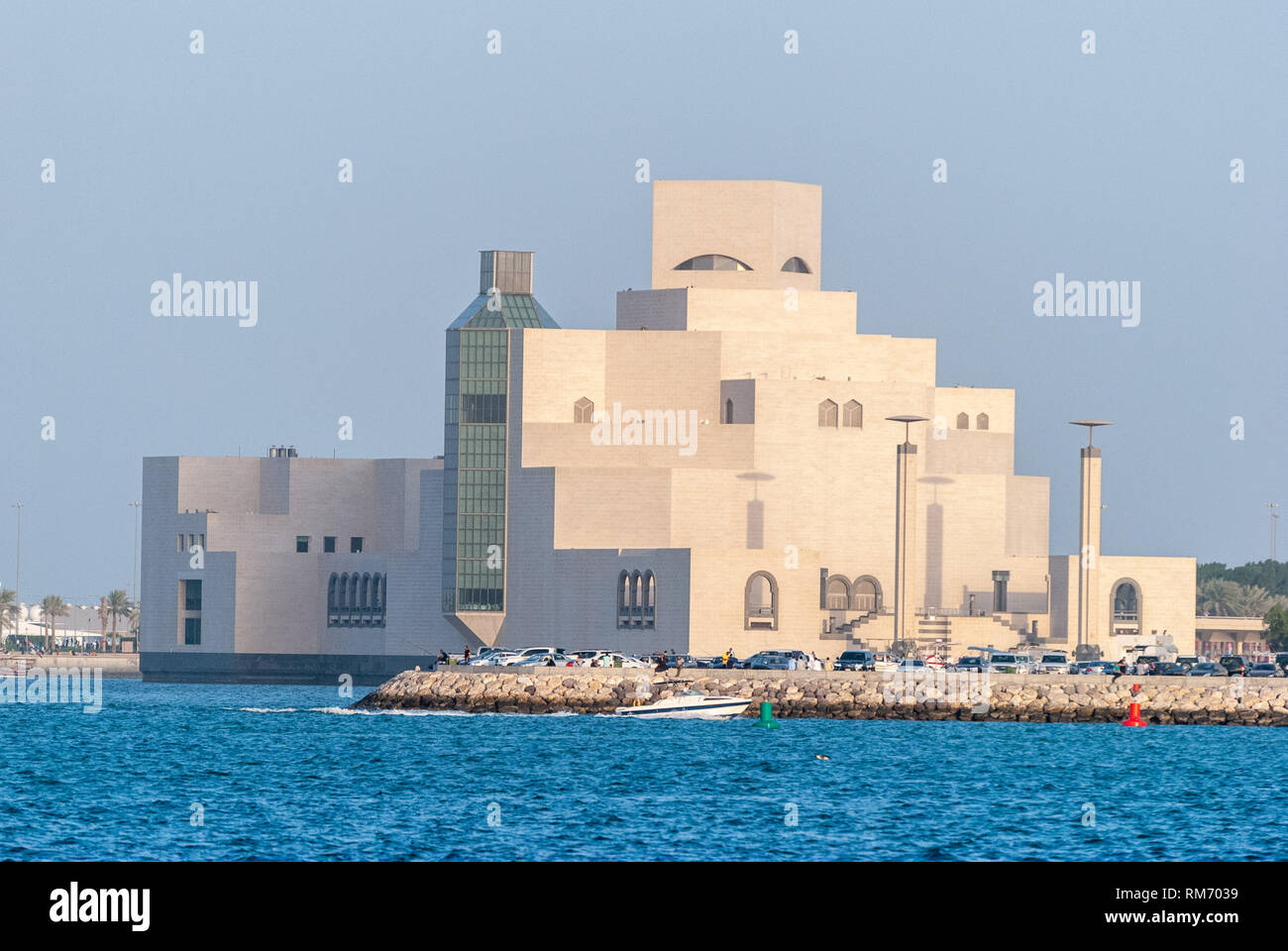 Doha, Qatar – November 4, 2016. Exterior view of the Museum of Islamic Art in Doha. Stock Photo