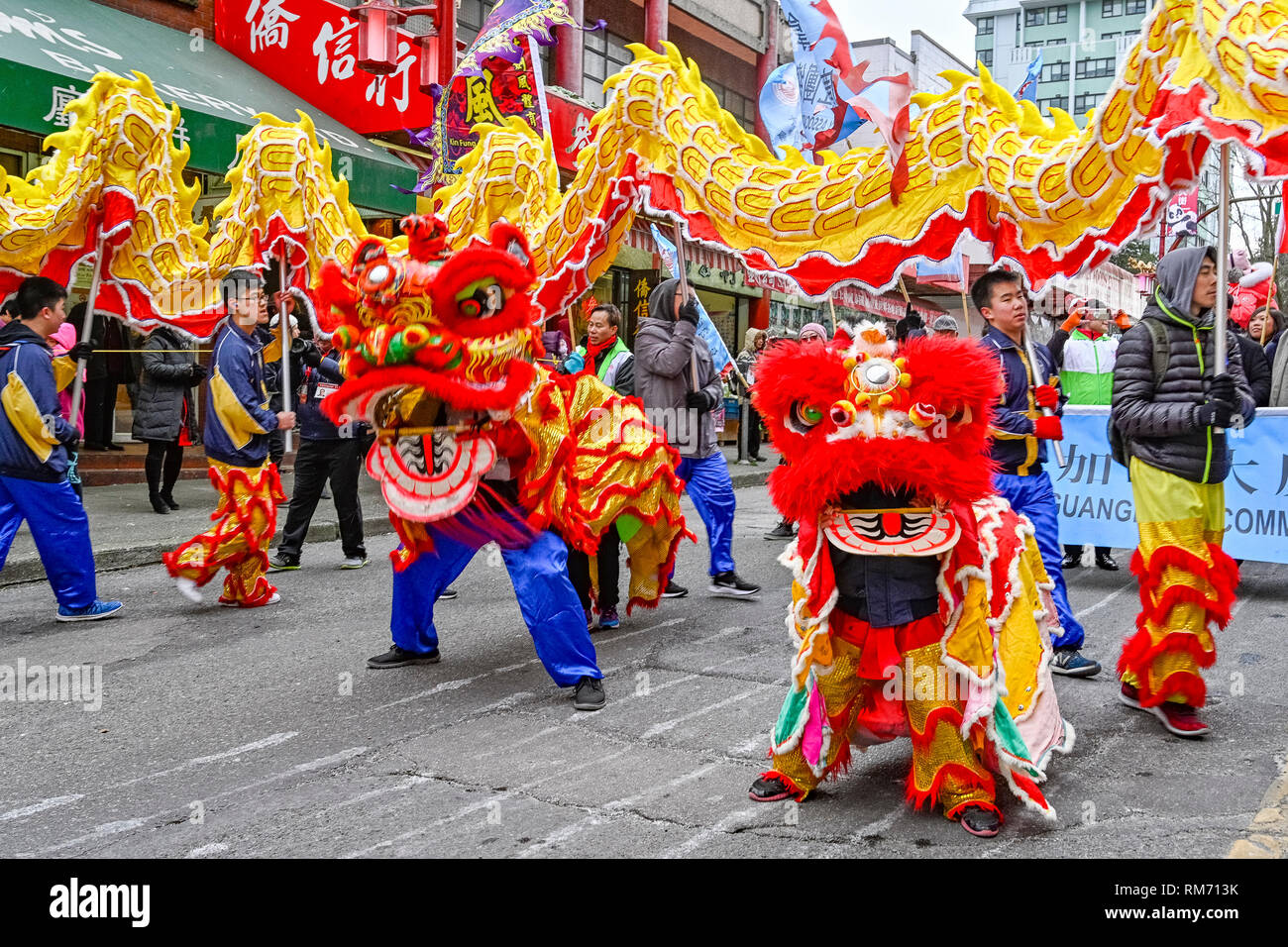 Lion dancers, Chinese New Year Lunar New Year Parade, Chinatown