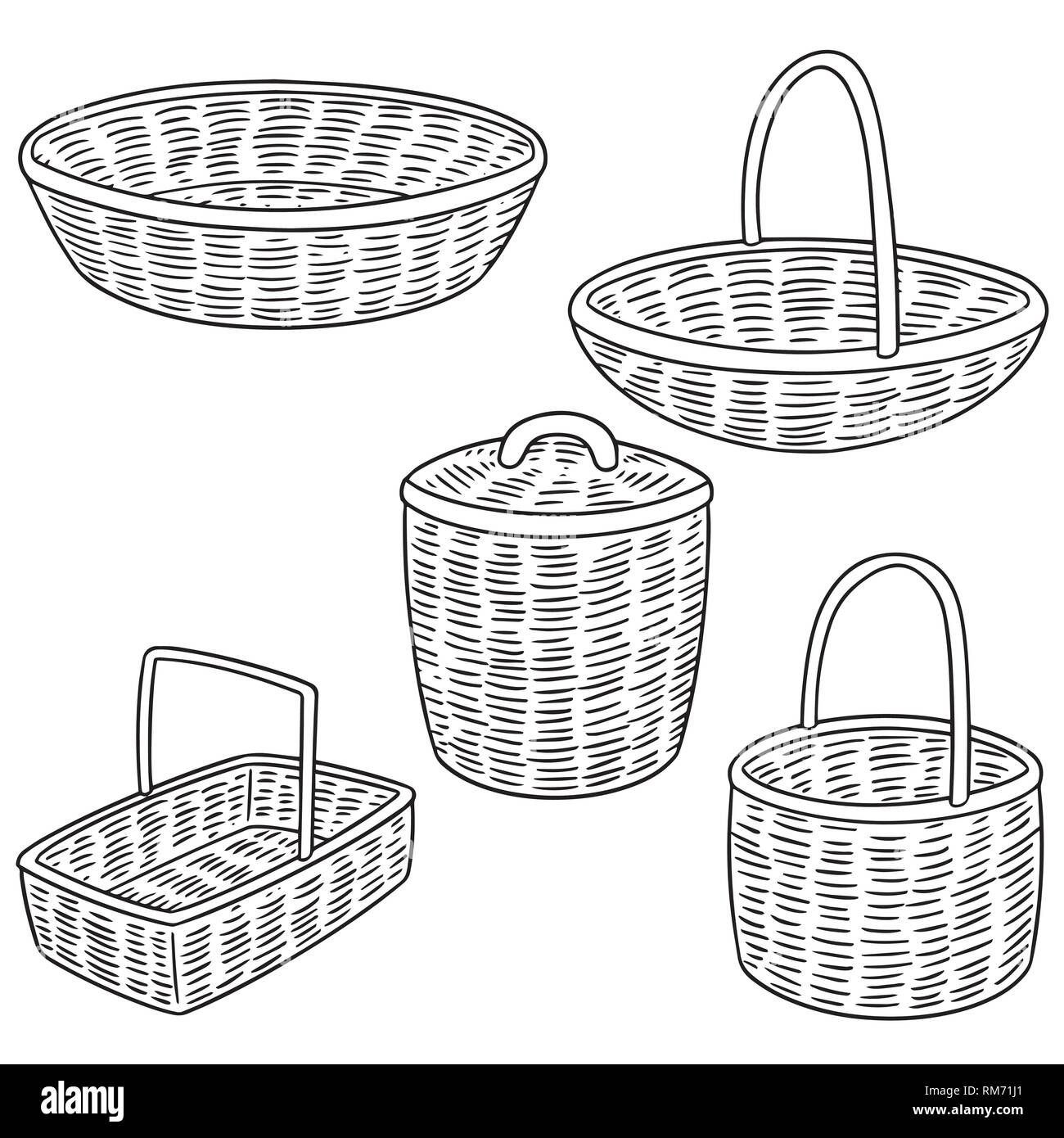 vector set of wicker basket Stock Vector Image & Art Alamy