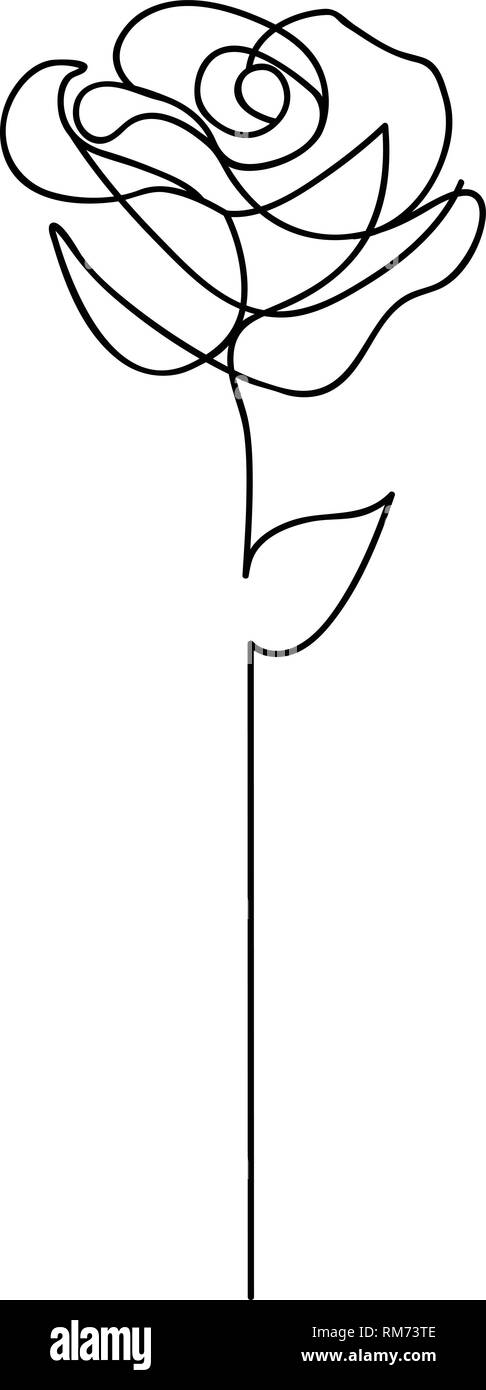 One line rose design. Hand drawn minimalism style - Illustration Stock ...