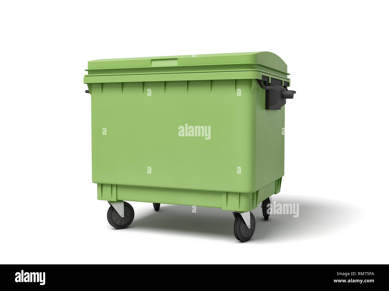 3d rendering of green trash bin isolated on white background Stock ...