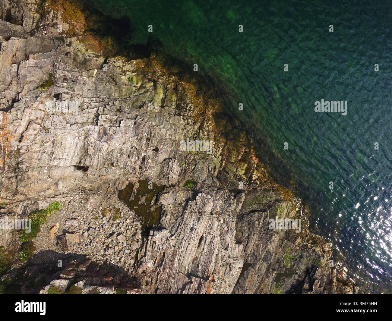 Beautiful aerial view of St.Lawrence river rugged coastlime background Stock Photo