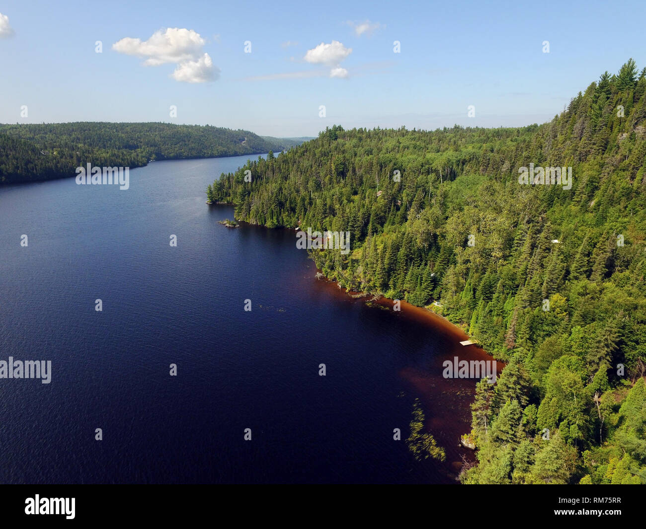 Aerial view of beautiful scenic Saguenay river in Quebec Canada Stock Photo