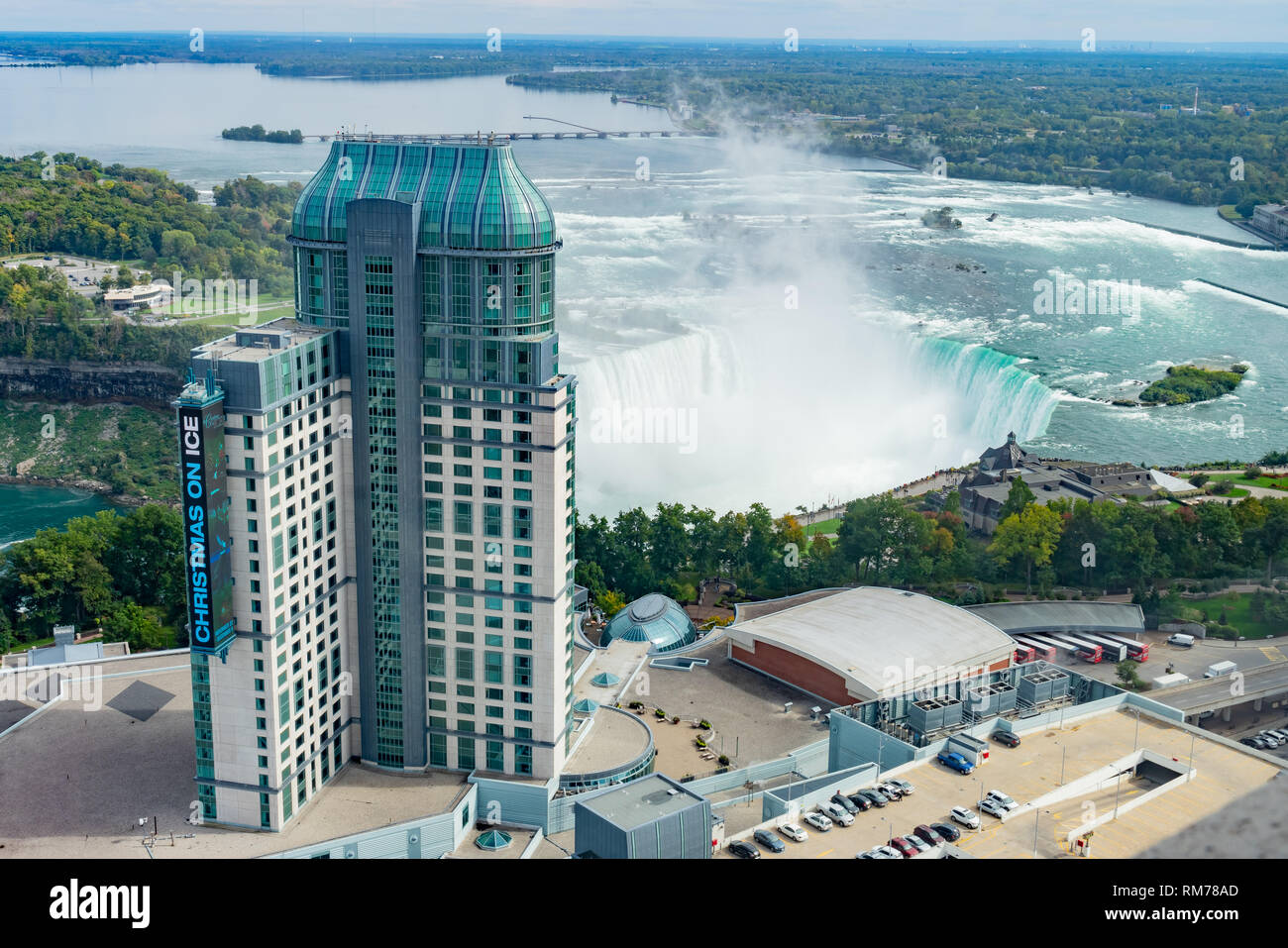 Niagara Falls, SEP 30: Aerial view of the Fallsview Casino Resort of the beautiful Niagara Falls on SEP 30, 2018 at Niagara Falls, Canada Stock Photo