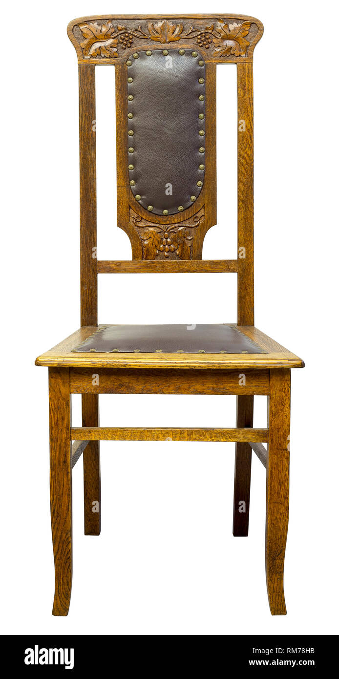Vintage Oak Chair isolated on white background Stock Photo - Alamy