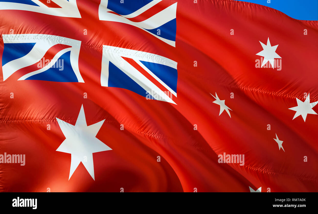 Flag of Australia Red ensign. 3D Waving flag design. The national symbol of Australia  Red ensign, 3D rendering. National colors of Australia Red ensig Stock  Photo - Alamy
