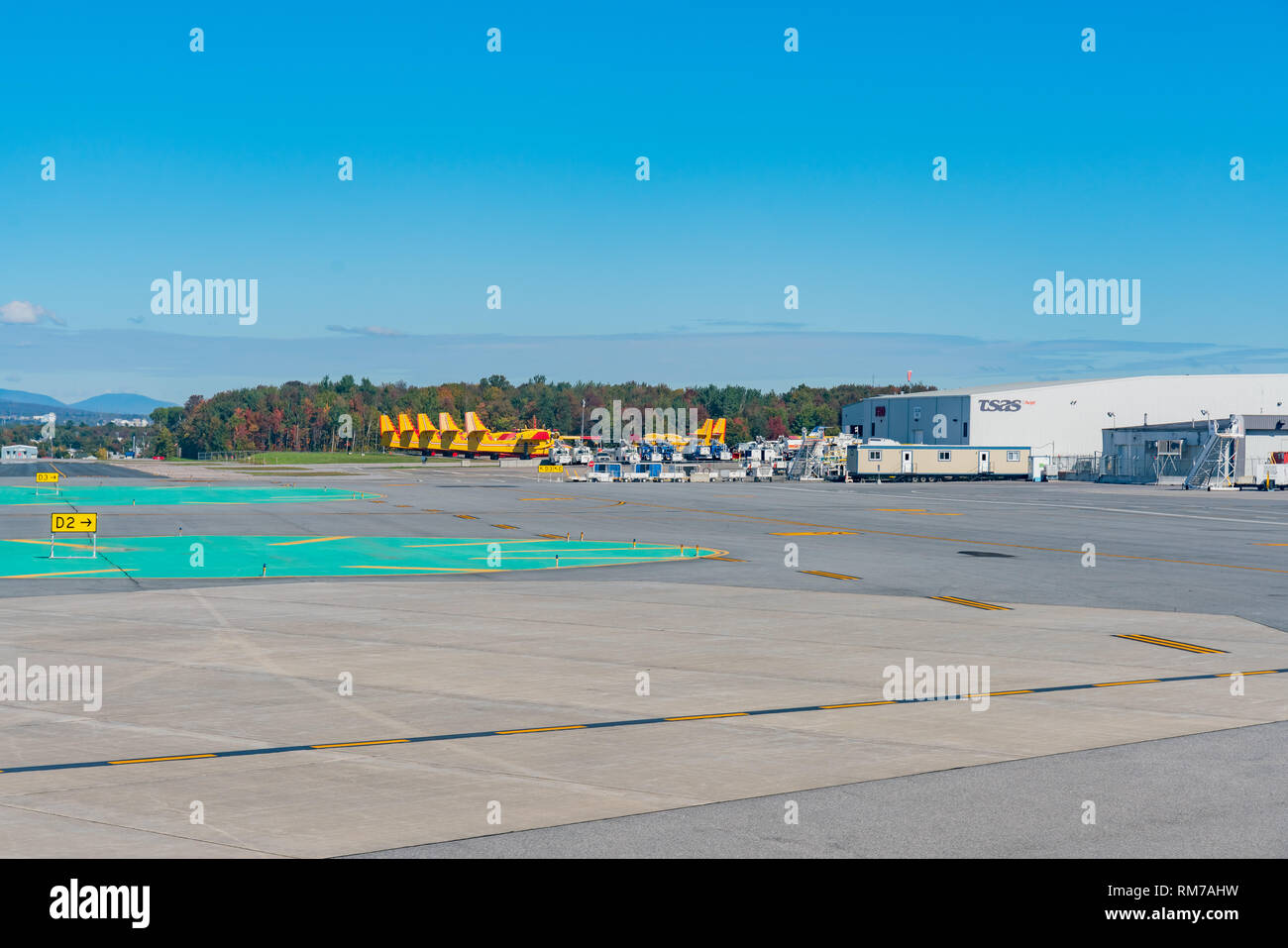 Quebec, OCT 2: Exterior view of the Quebec Airport on OCT 2, 2018 at Quebec, Canada Stock Photo