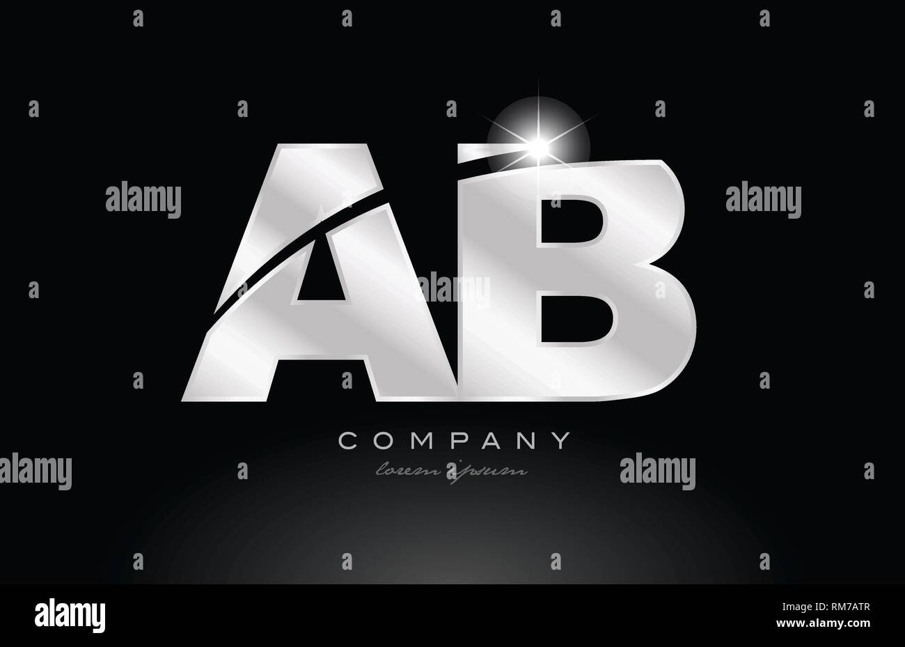 silver letter ab a b metal combination alphabet logo icon design with ...
