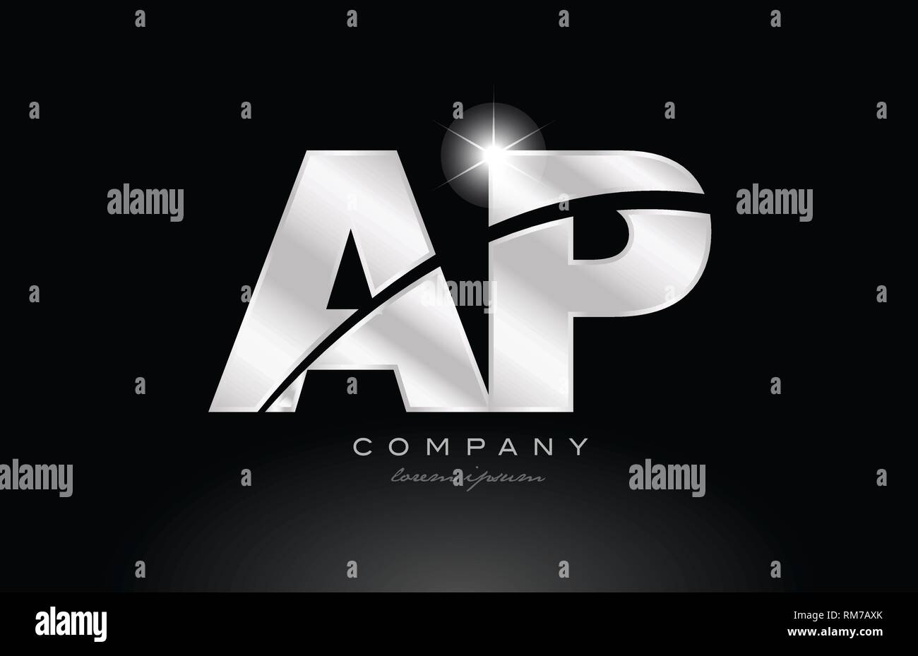 silver letter ap a p metal combination alphabet logo icon design with ...