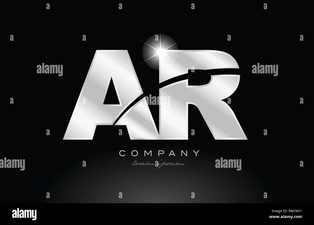 silver letter ar a r metal combination alphabet logo icon design with ...
