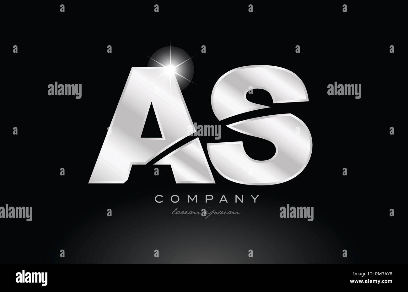 silver letter as a s metal combination alphabet logo icon design with ...