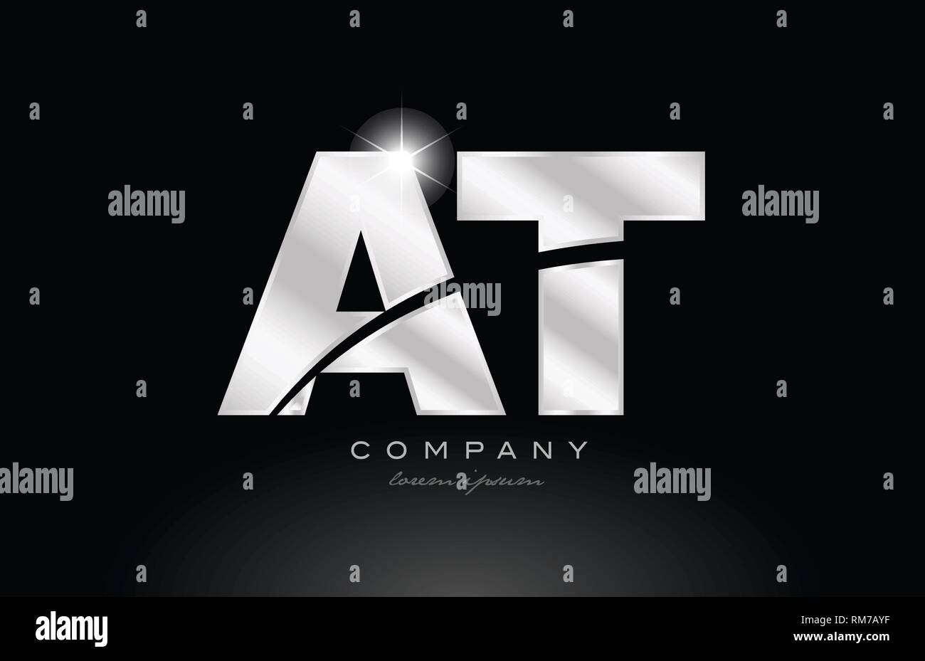 silver letter at a t metal combination alphabet logo icon design with ...