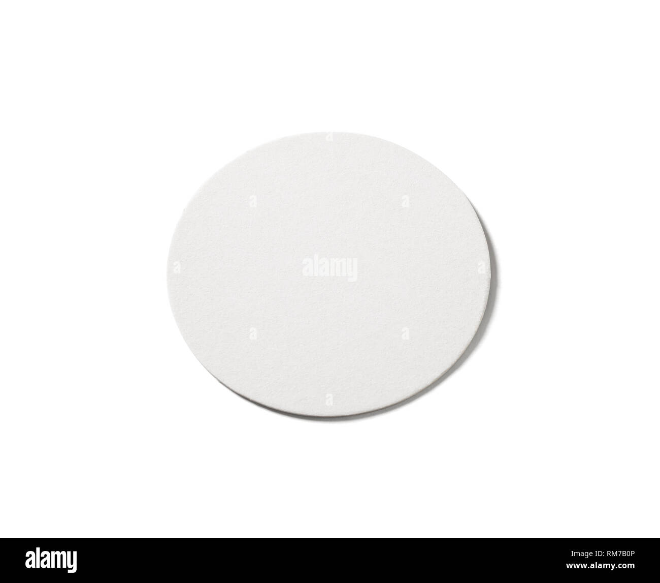 Blank beer coaster isolated on white background. Clipping path. Stock Photo