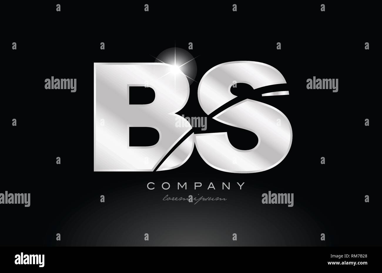 silver letter bs b s metal combination alphabet logo icon design with ...