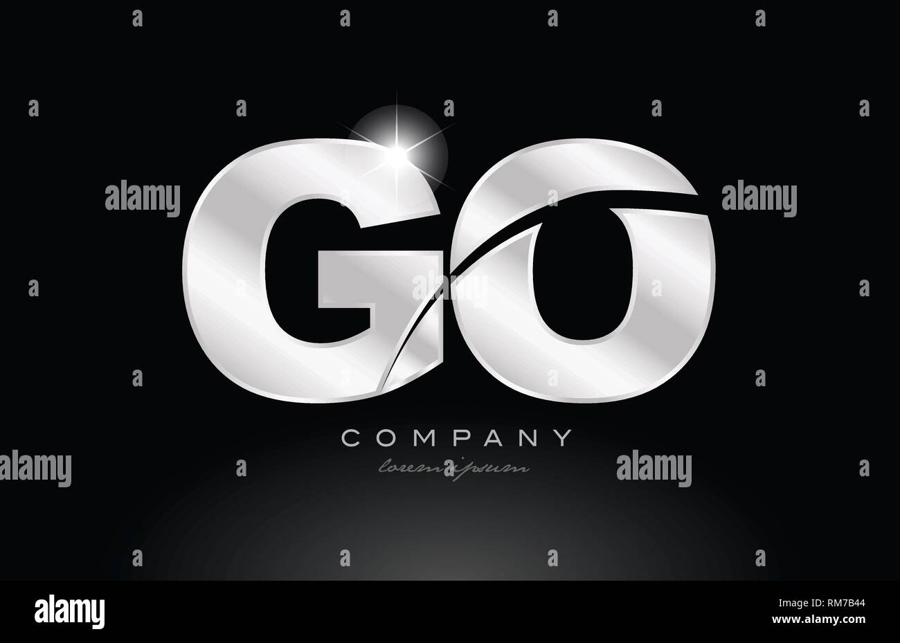 silver letter go g o metal combination alphabet logo icon design with ...