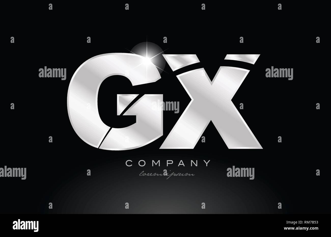 silver letter gx g x metal combination alphabet logo icon design with ...