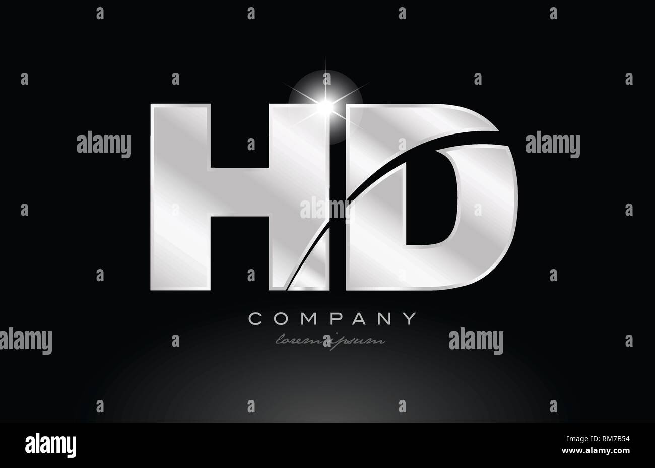 silver letter hd h d metal combination alphabet logo icon design with ...