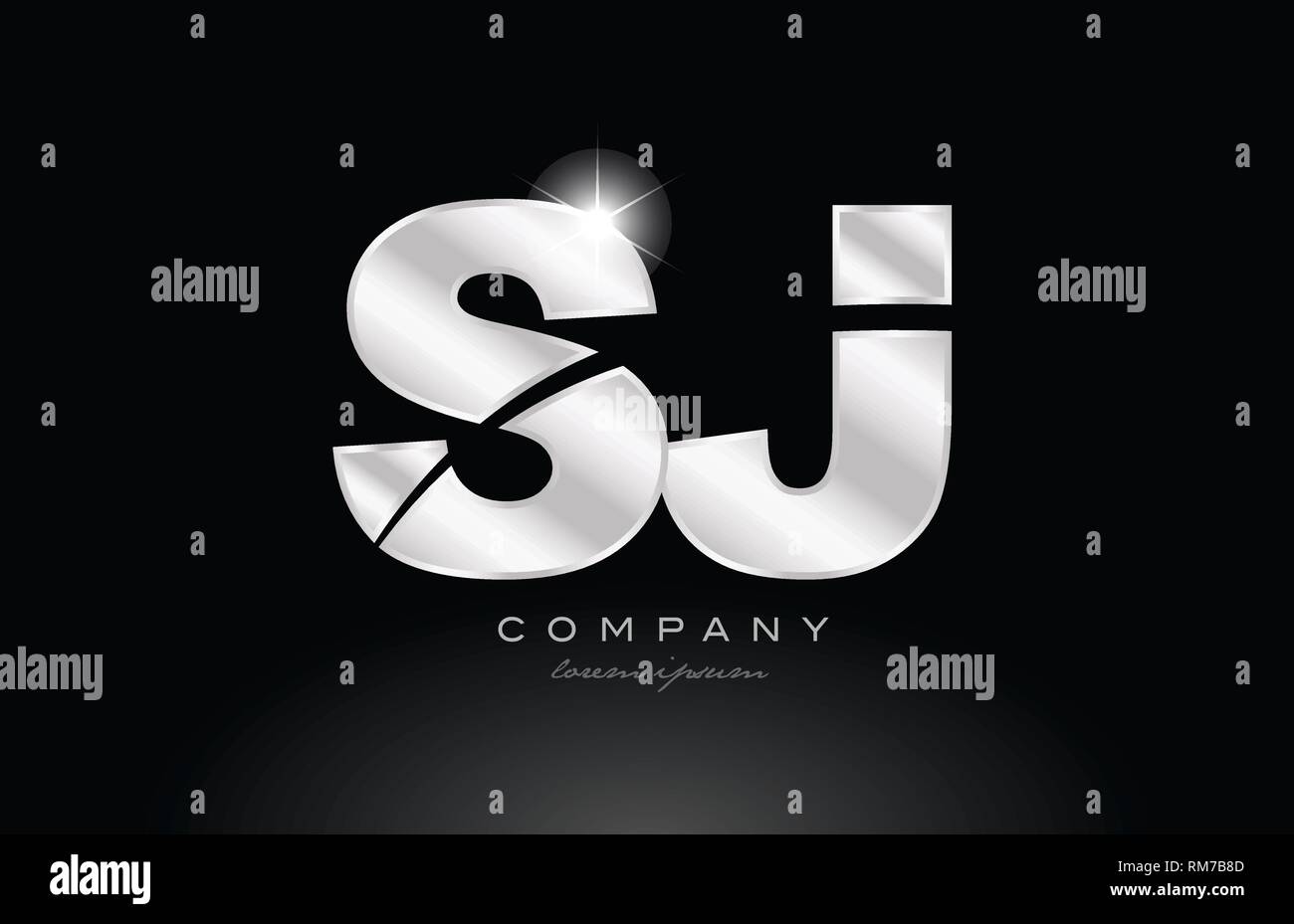 silver letter sj s j metal combination alphabet logo icon design with ...