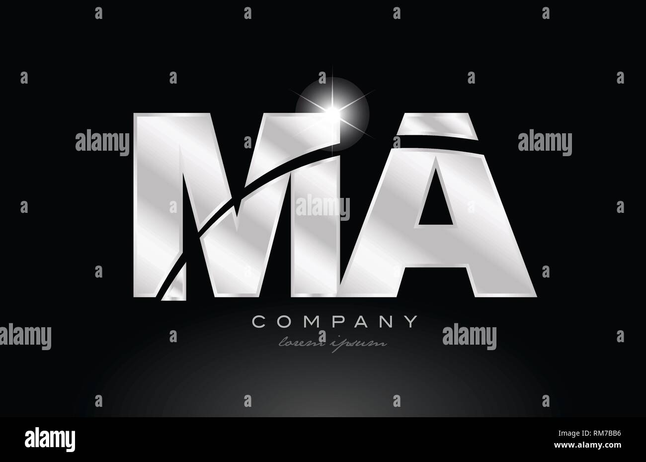 silver letter ma m a metal combination alphabet logo icon design with ...