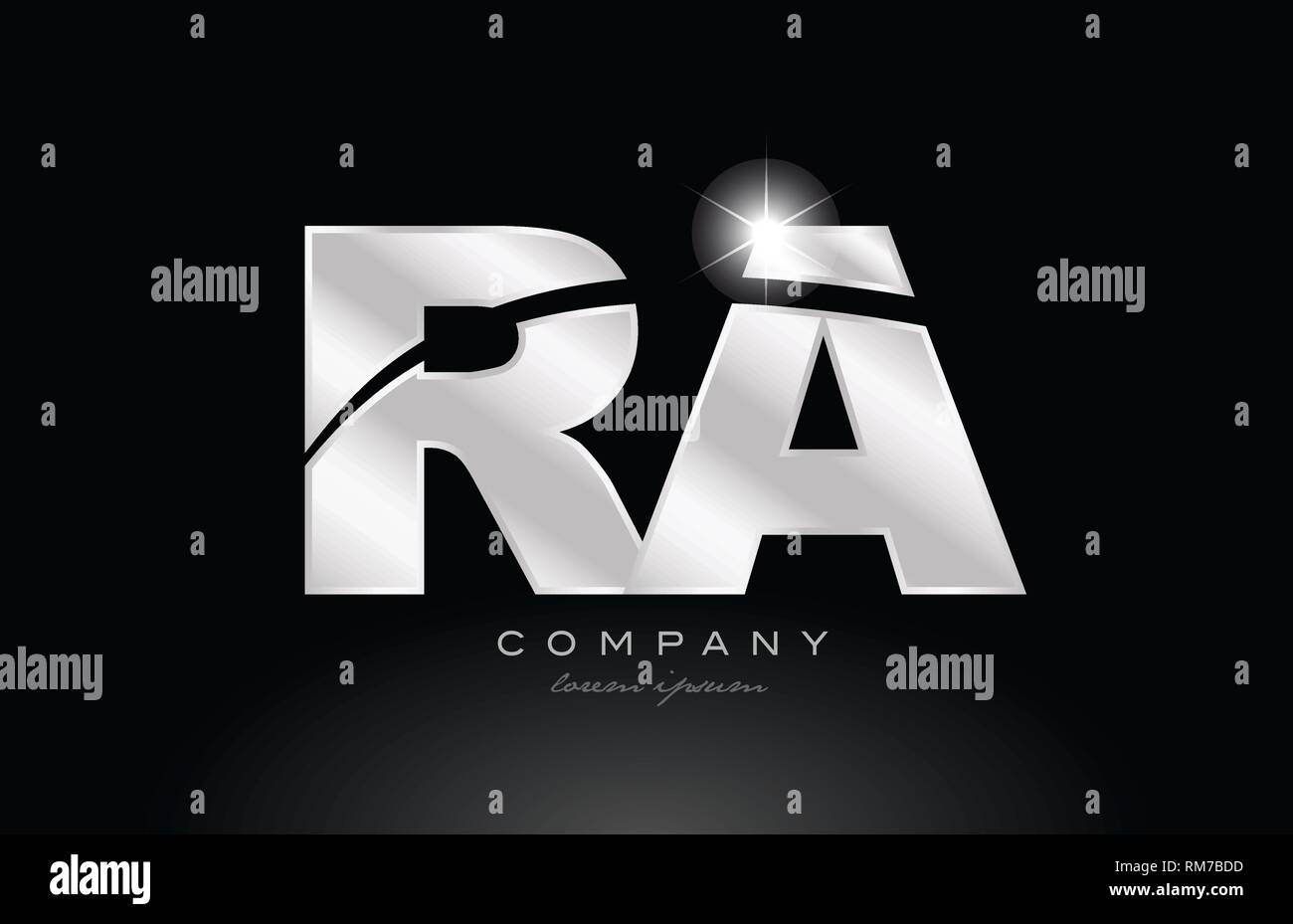 silver letter ra r a metal combination alphabet logo icon design with ...