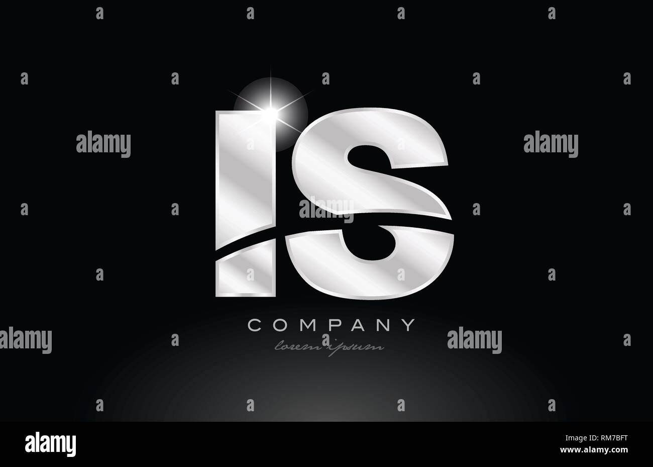 silver letter is i s metal combination alphabet logo icon design with ...