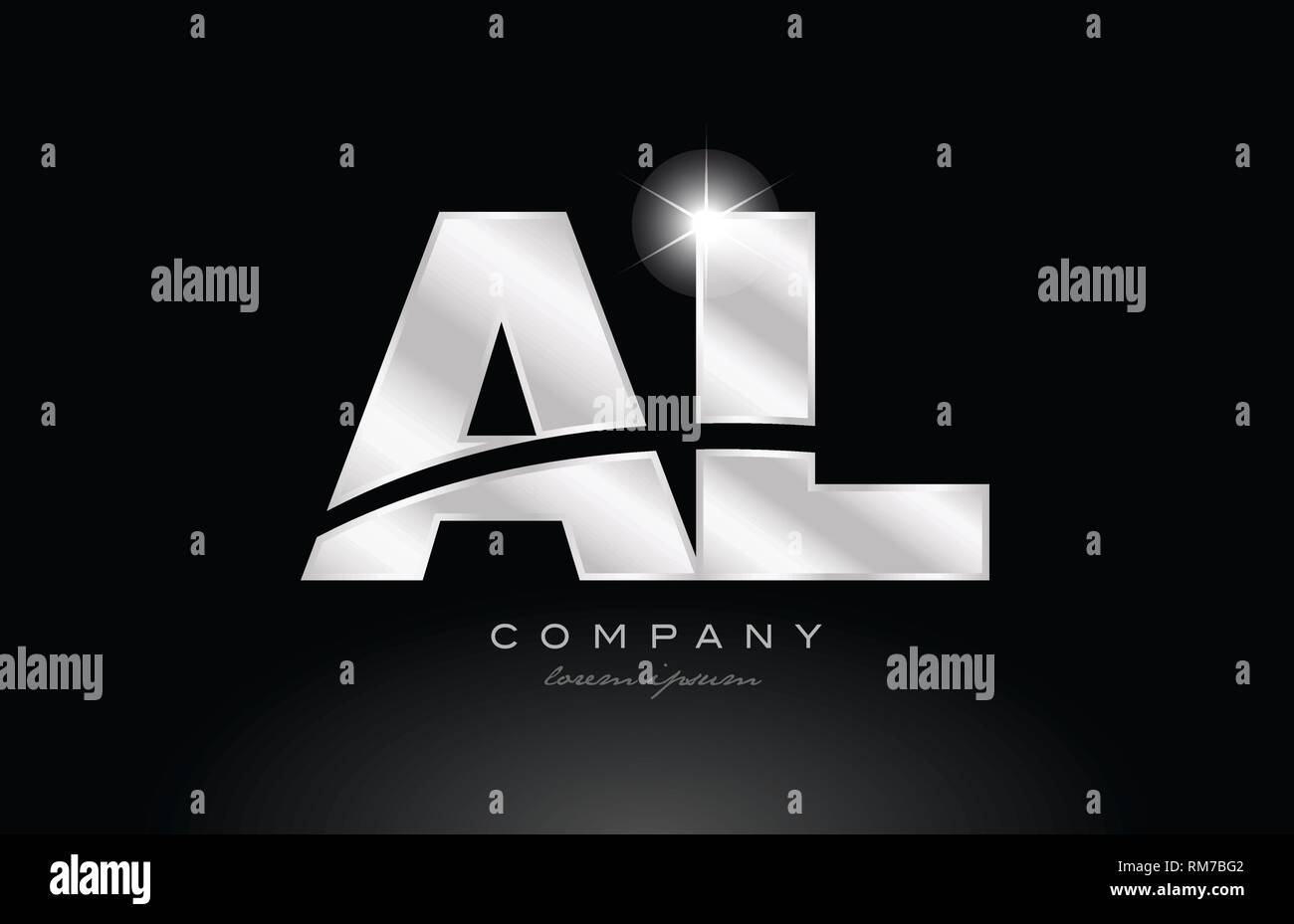 silver letter al a l metal combination alphabet logo icon design with ...