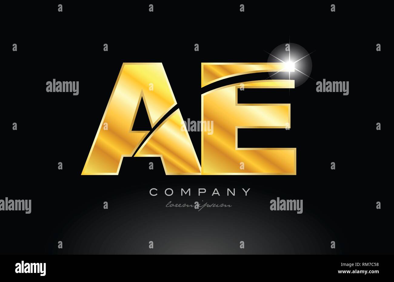combination letter ae a e gold golden alphabet logo icon design with ...