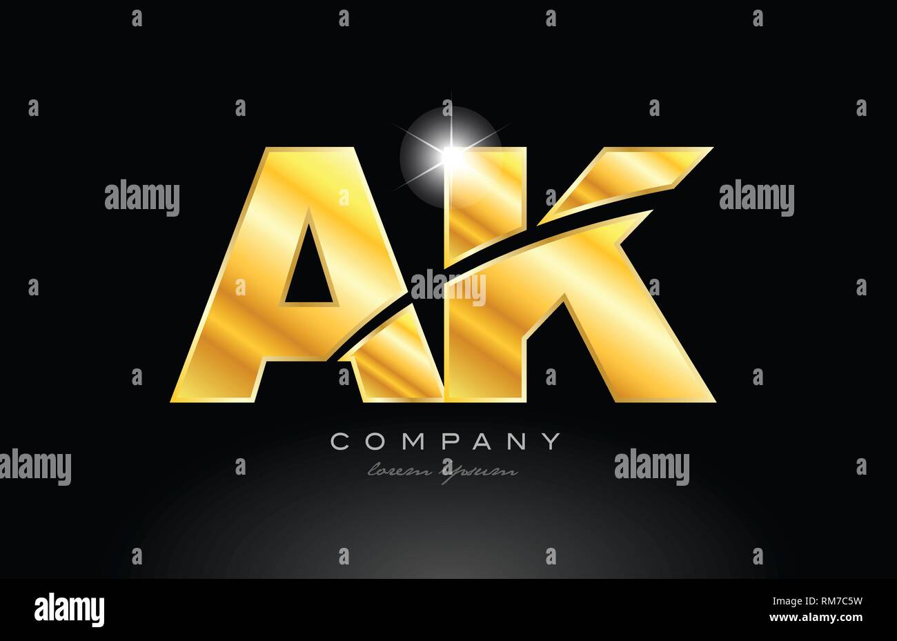 combination letter ak a k gold golden alphabet logo icon design with ...