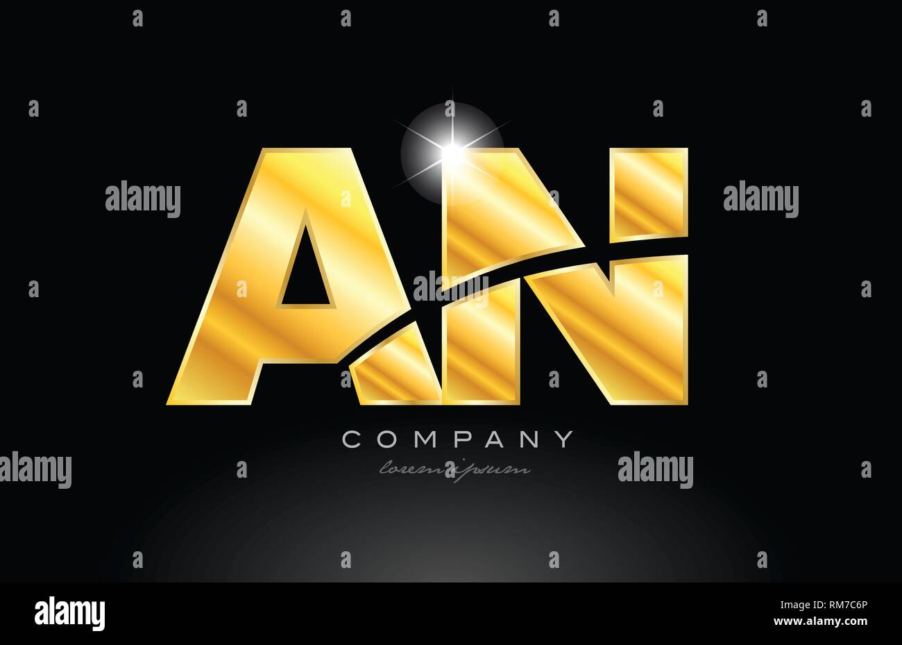 combination letter an a n gold golden alphabet logo icon design with ...