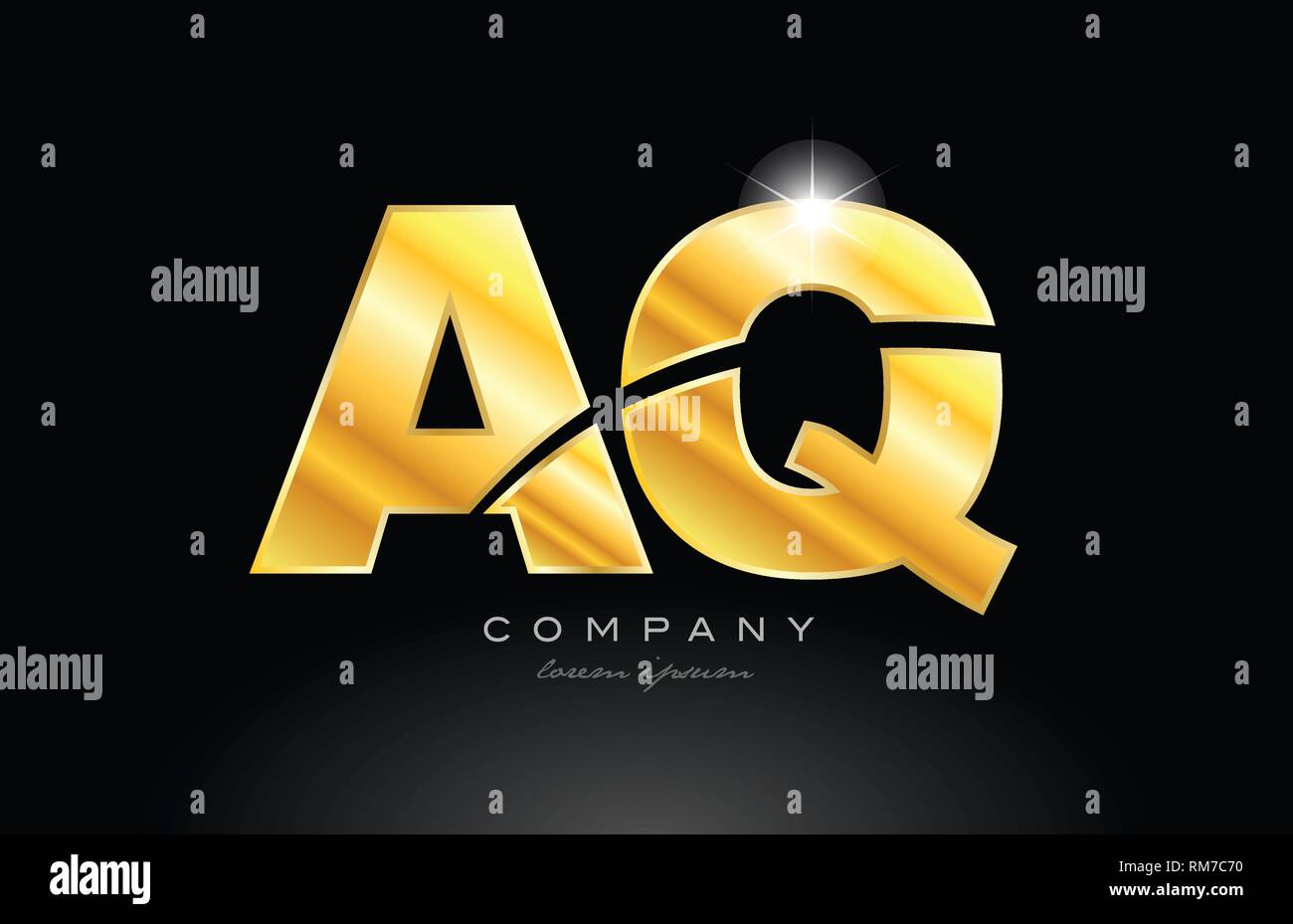 combination letter aq a q gold golden alphabet logo icon design with ...