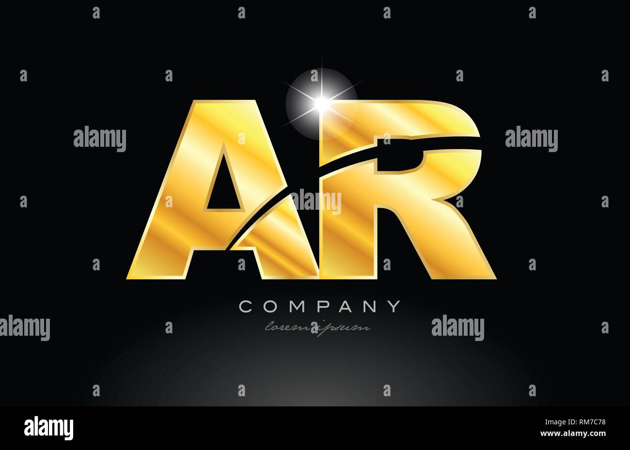 combination letter ar a r gold golden alphabet logo icon design with ...