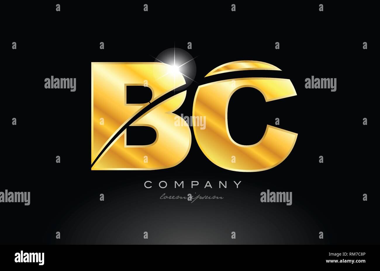 combination letter bc b c gold golden alphabet logo icon design with ...